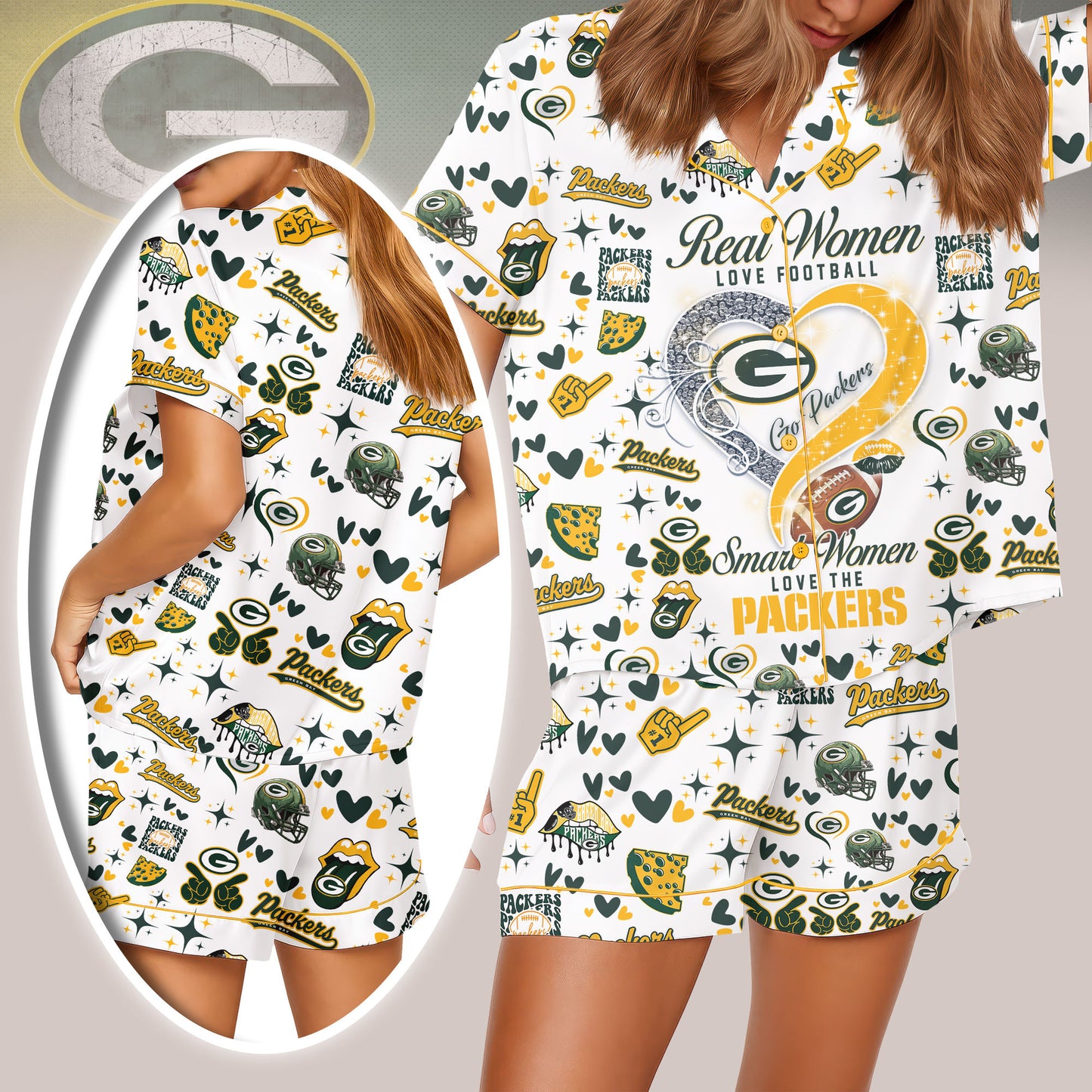 Green Bay Packers Premium Women Short Pajamas Custom Limited Edition AZHASSP000006