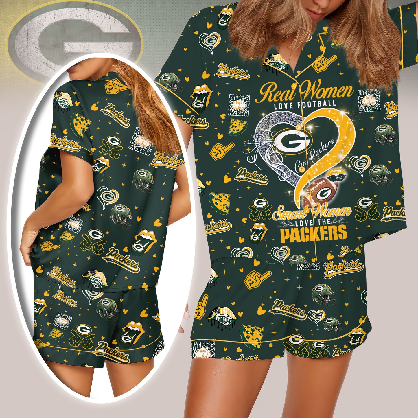 Green Bay Packers Premium Women Short Pajamas Custom Limited Edition AZHASSP000006