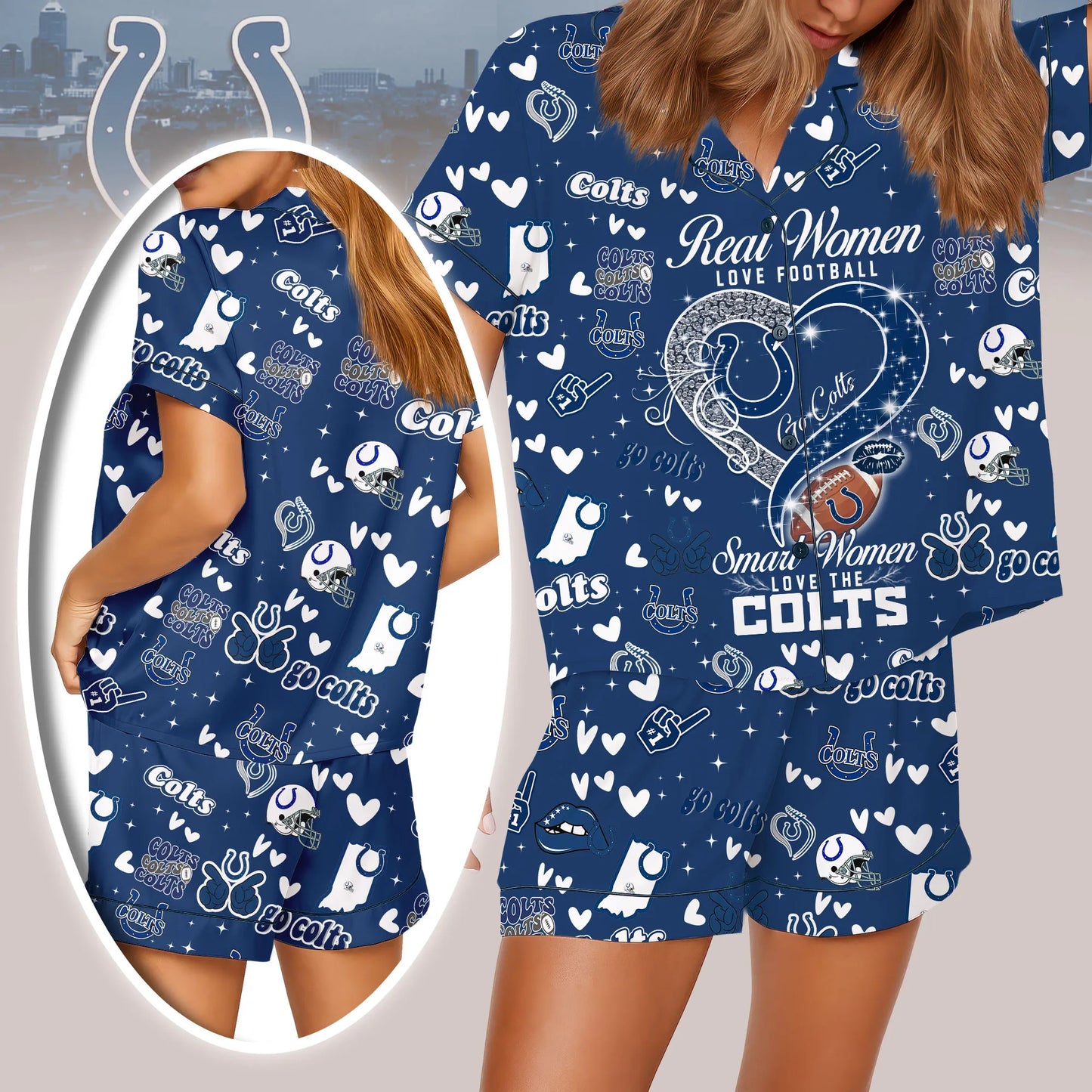 Indianapolis Colts Premium Women Short Pajamas Custom Limited Edition AZHASSP000007