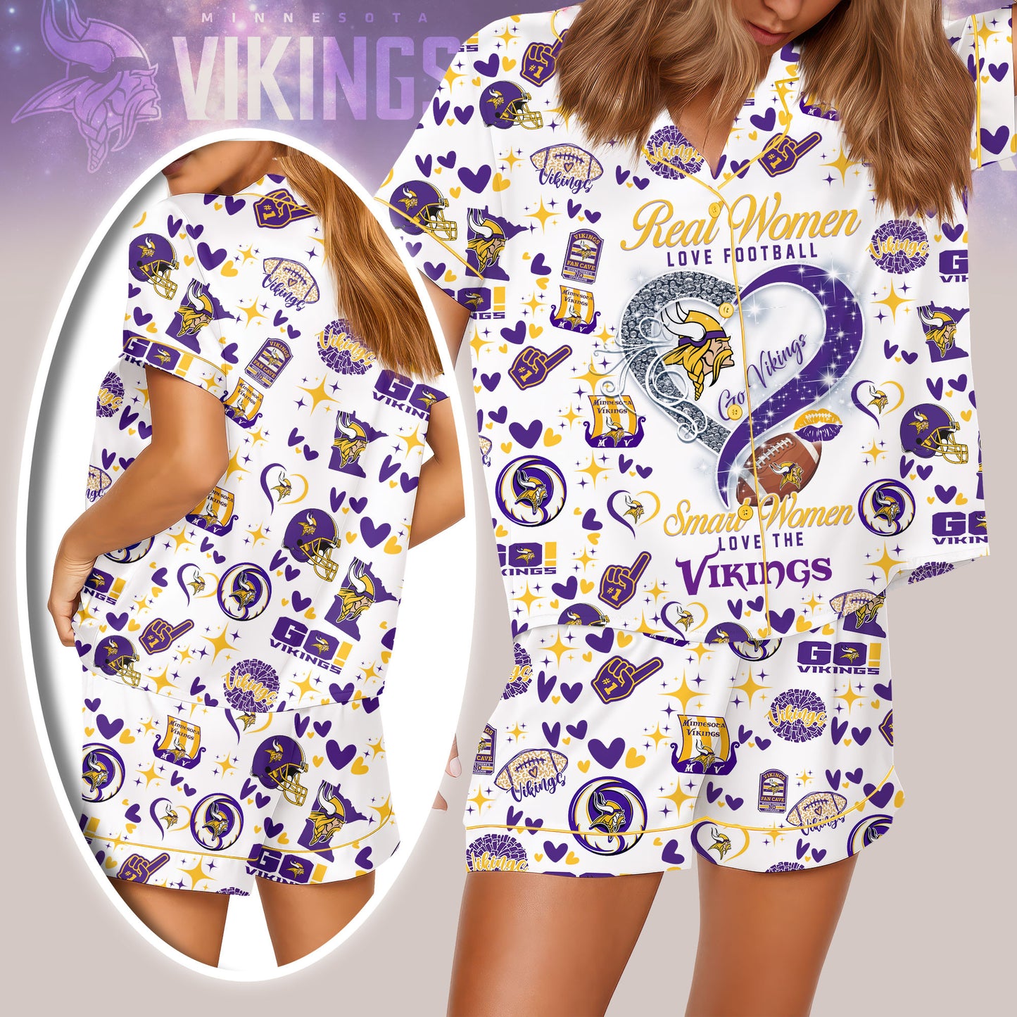 Minnesota Vikings Premium Women Short Pajamas Custom Limited Edition AZHASSP000008