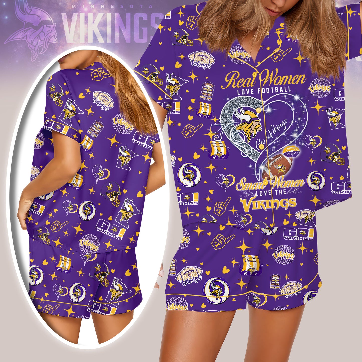 Minnesota Vikings Premium Women Short Pajamas Custom Limited Edition AZHASSP000008