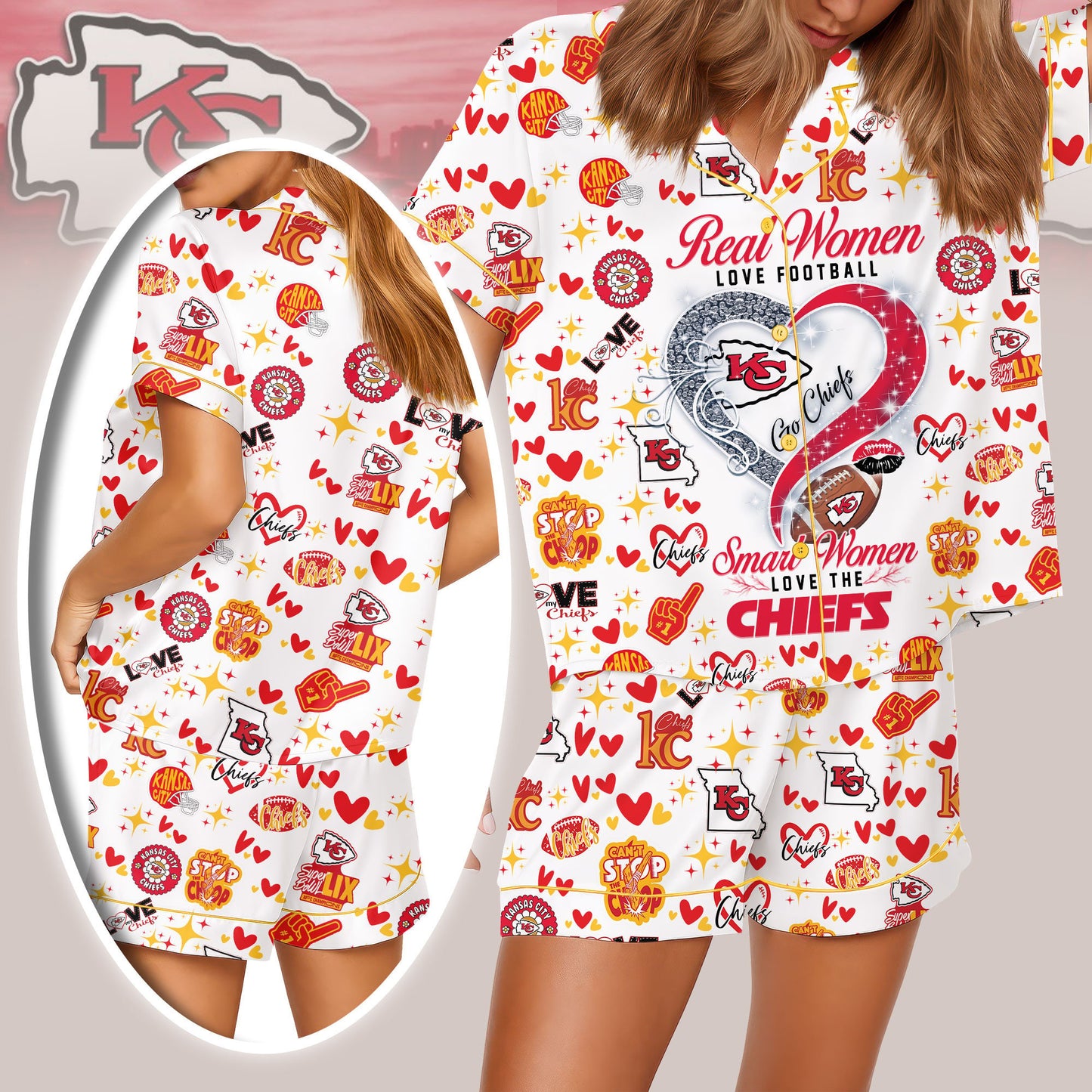 Kansas City Chiefs Premium Women Short Pajamas Custom Limited Edition AZHASSP000009