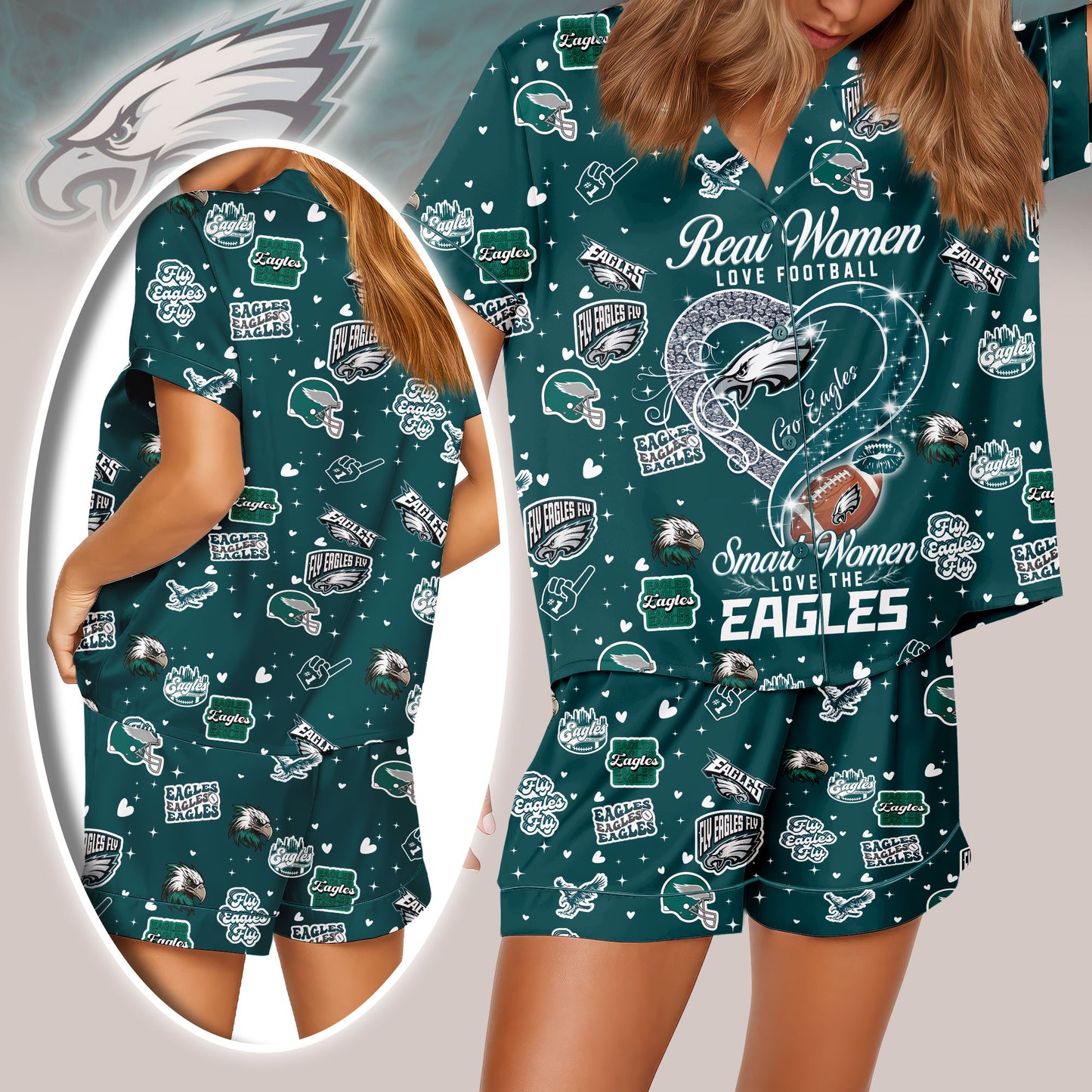 Philadelphia Eagles Premium Women Short Pajamas Custom Limited Edition AZHASSP000011