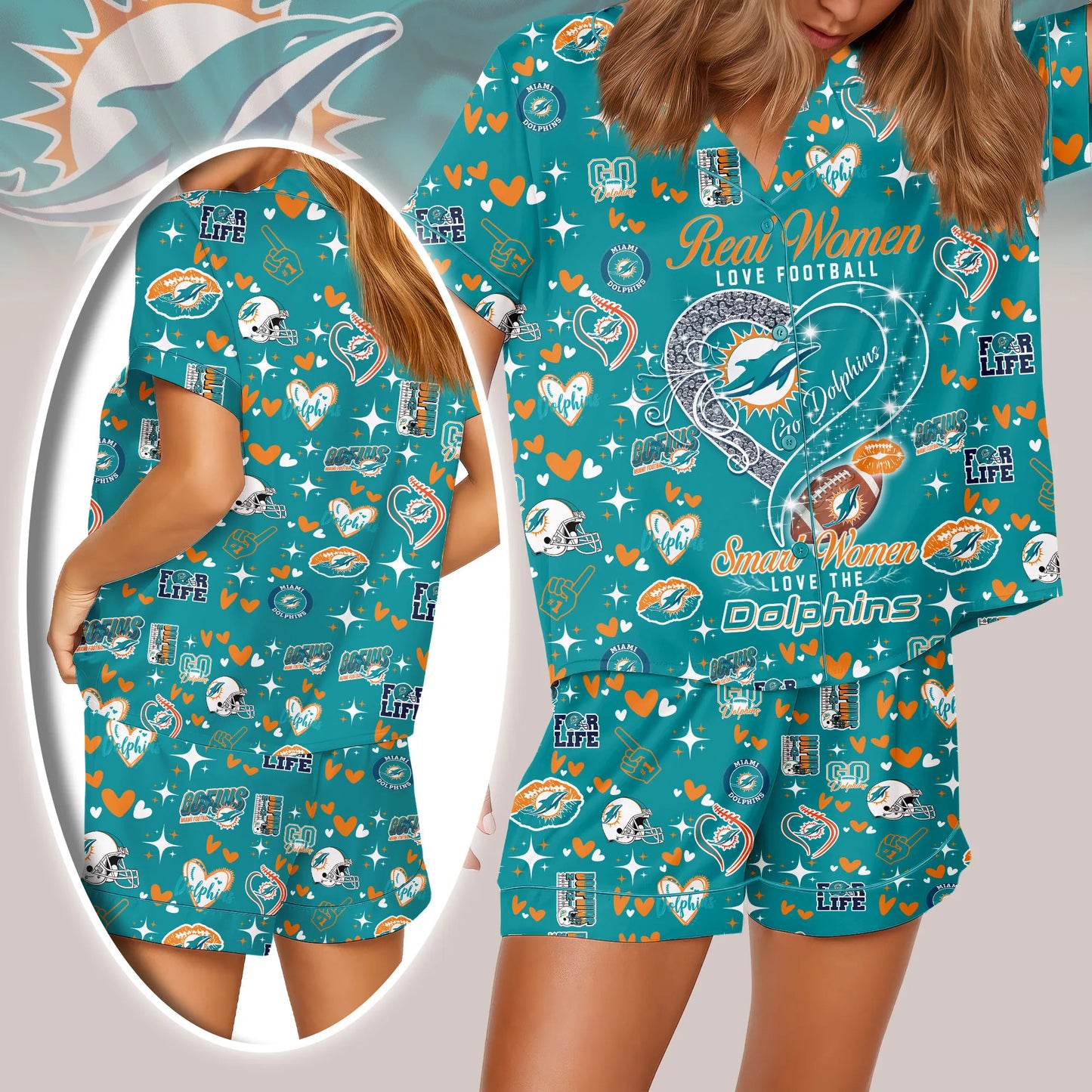 Miami Dolphins Premium Women Short Pajamas Custom Limited Edition AZHASSP000012
