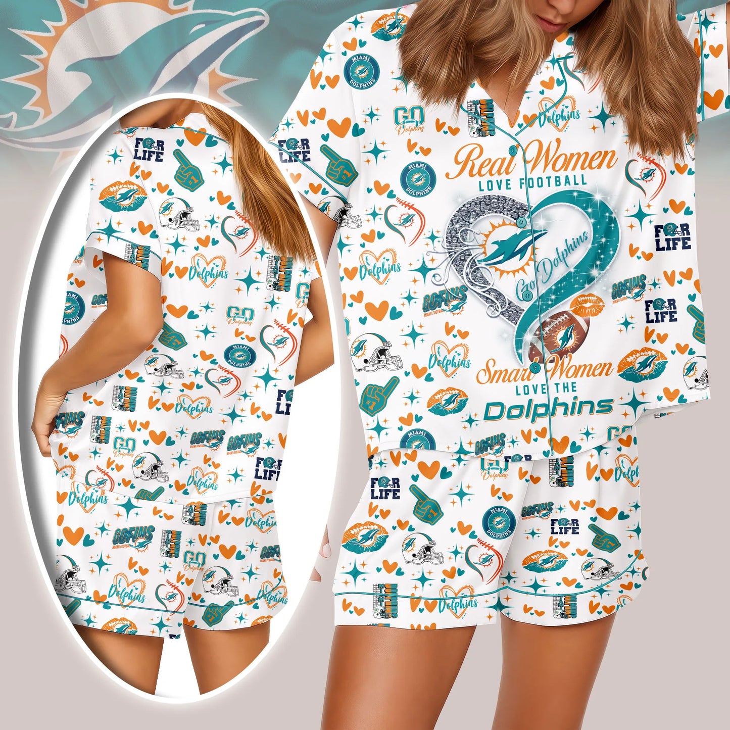 Miami Dolphins Premium Women Short Pajamas Custom Limited Edition AZHASSP000012