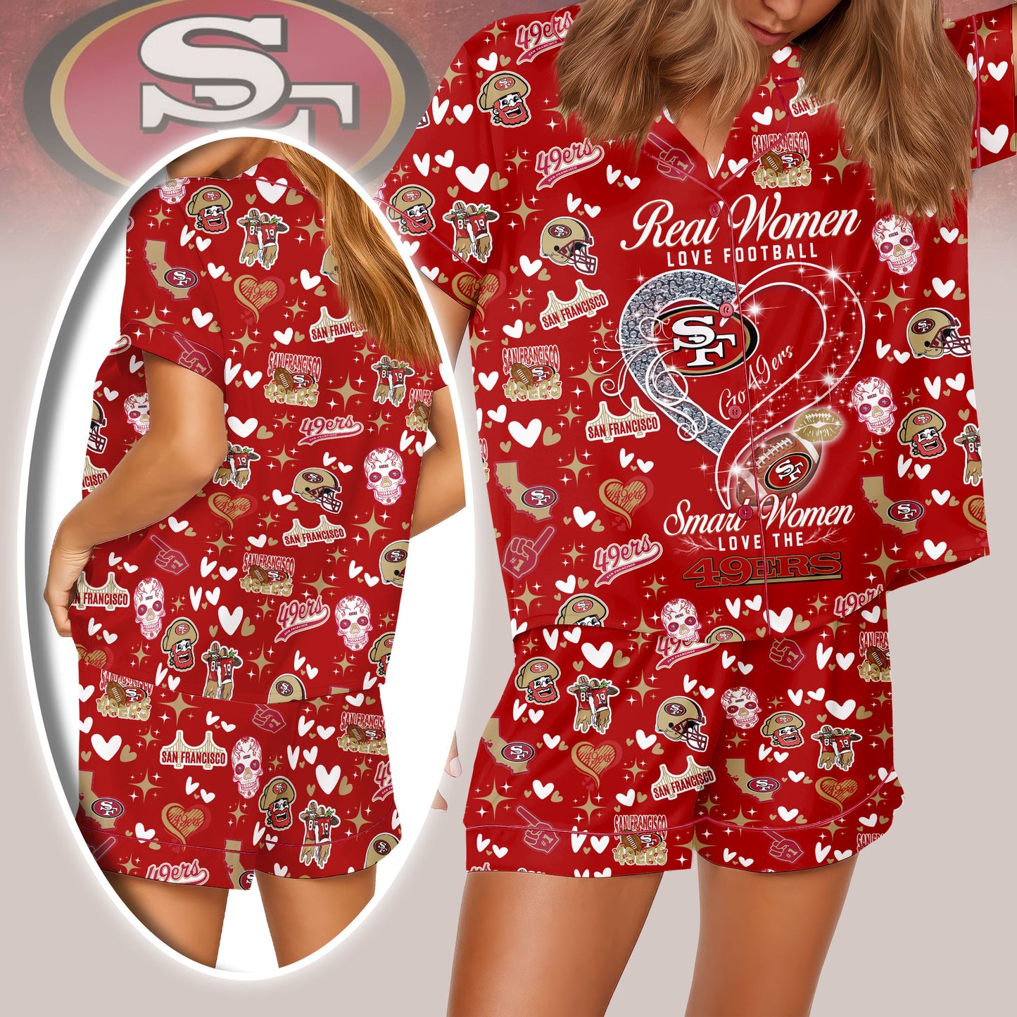 San Francisco 49ers Premium Women Short Pajamas Custom Limited Edition AZHASSP000013