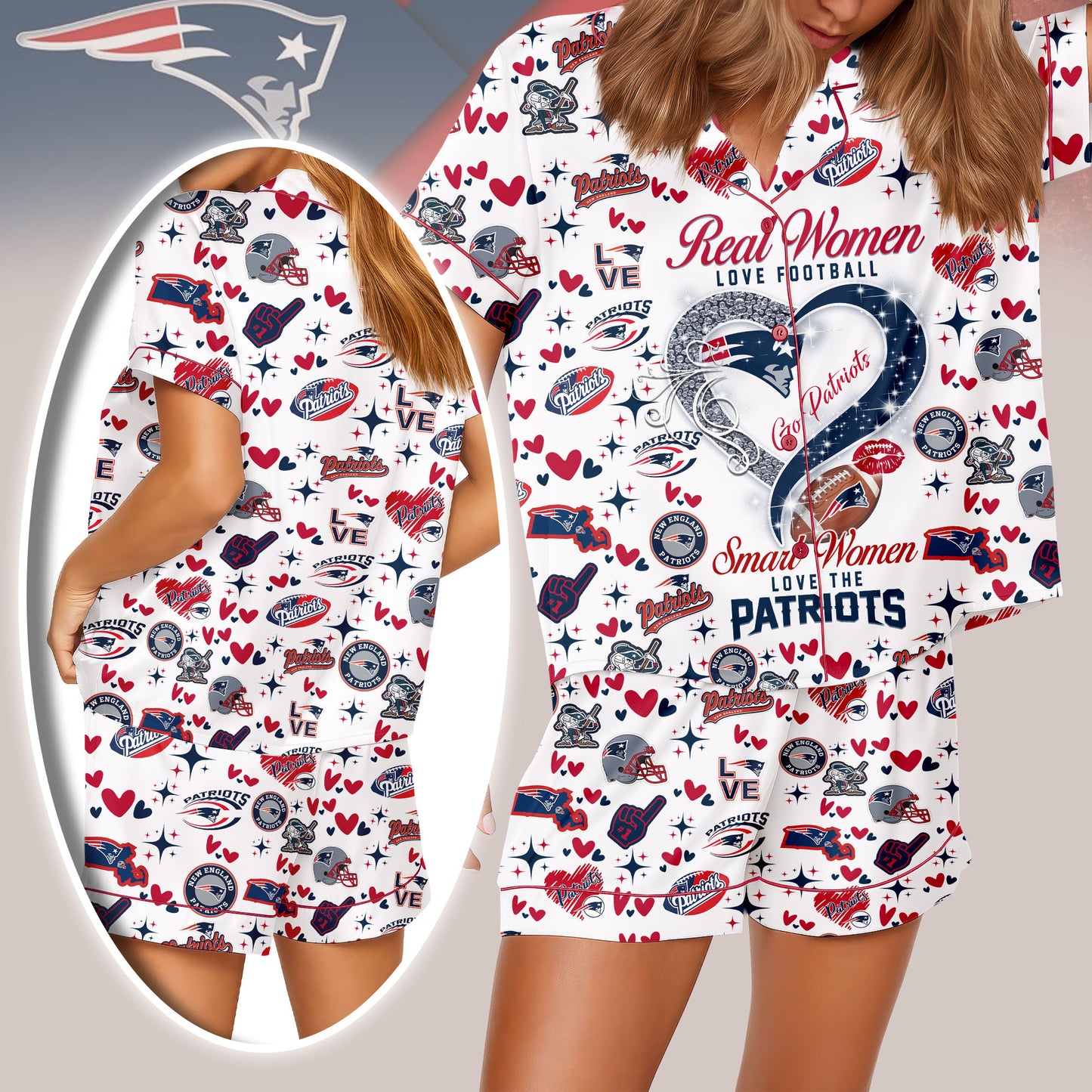 New England Patriots Premium Women Short Pajamas Custom Limited Edition AZHASSP000014