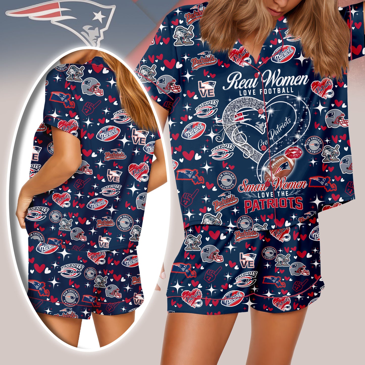 New England Patriots Premium Women Short Pajamas Custom Limited Edition AZHASSP000014