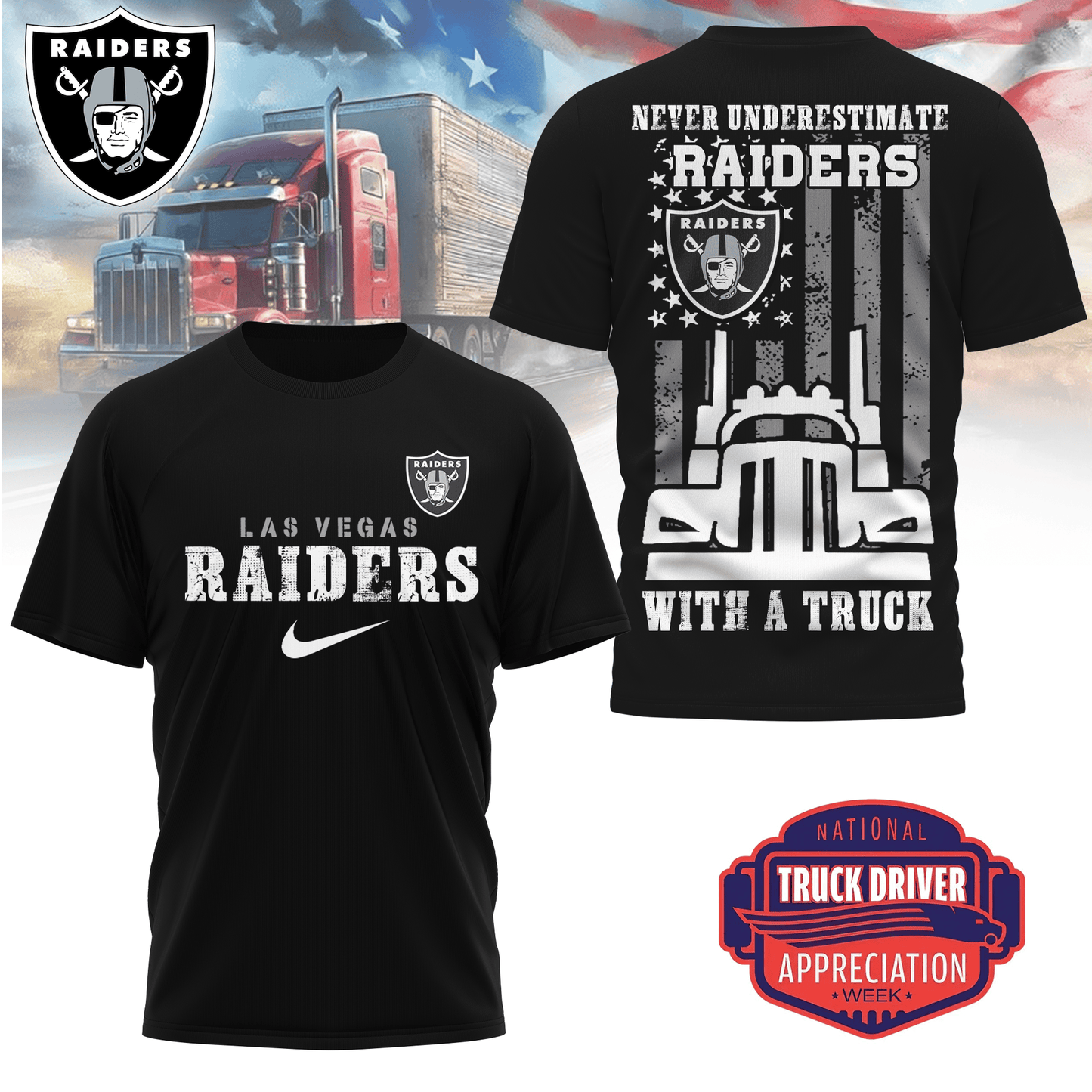 Las Vegas Raiders Combo Limited Edition Clothes Premium Truck Driver Appreciation Week AZBTCLEC000033
