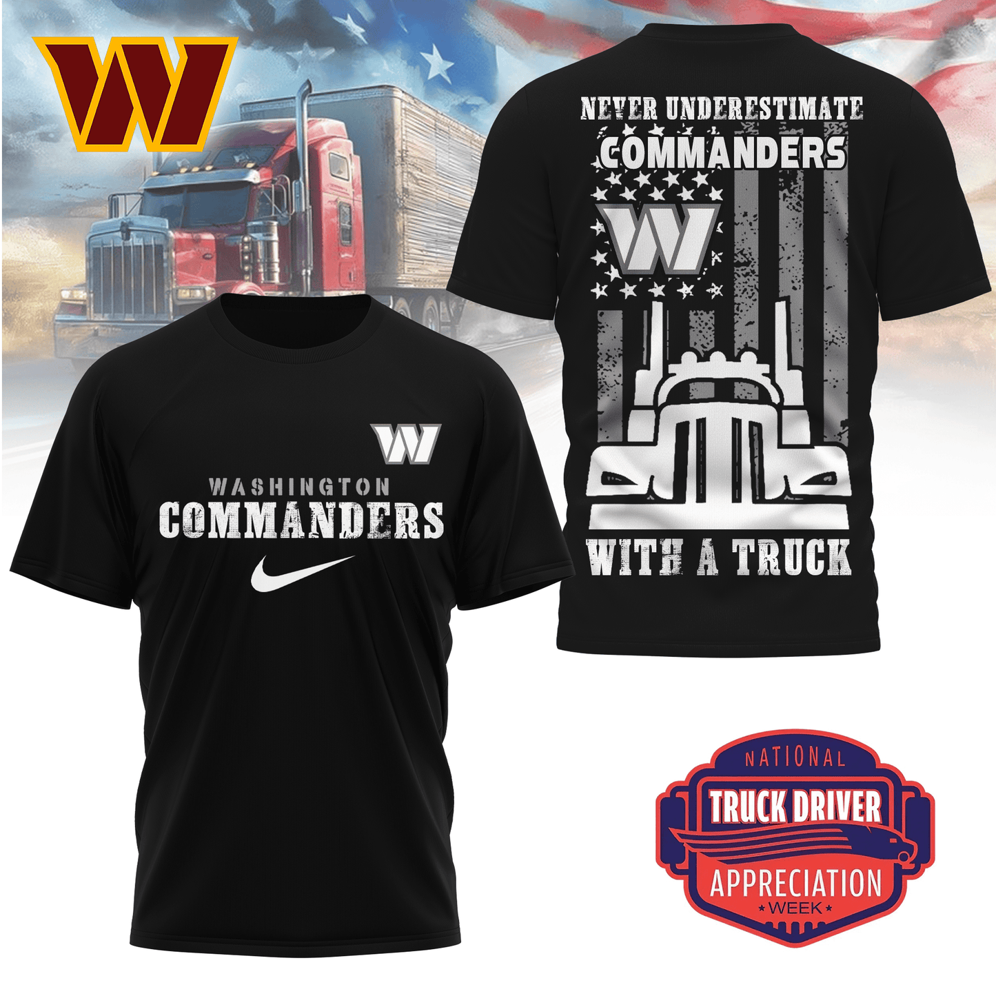 Washington Commanders Combo Limited Edition Clothes Premium Truck Driver Appreciation Week AZBTCLEC000042