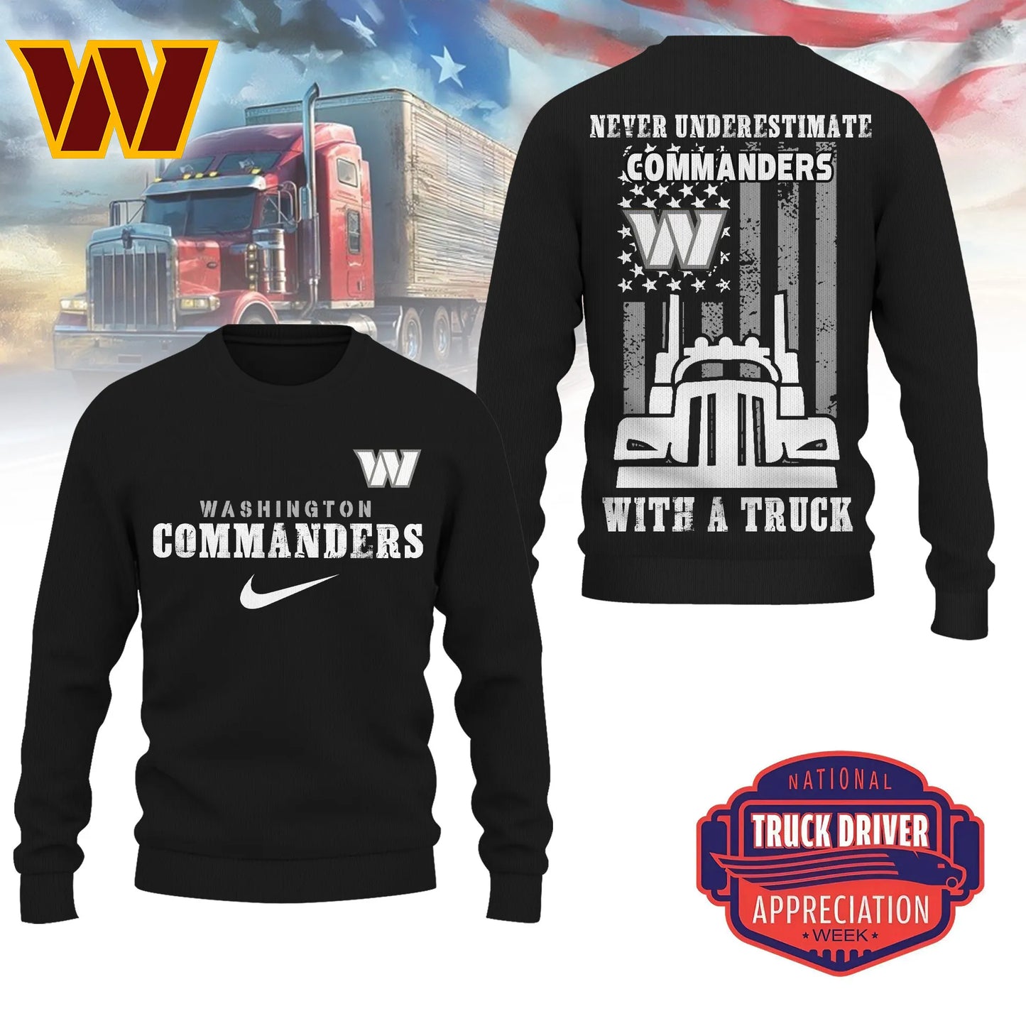 Washington Commanders Combo Limited Edition Clothes Premium Truck Driver Appreciation Week AZBTCLEC000042