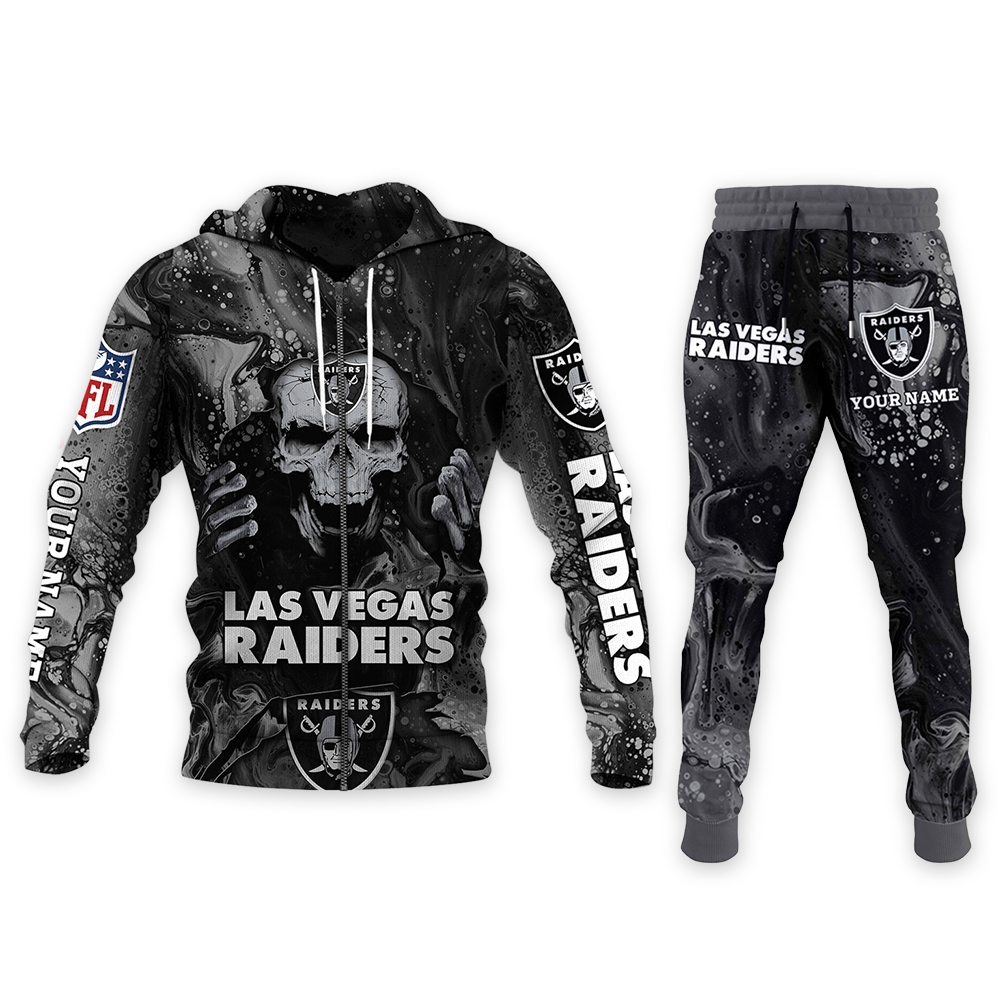 Las Vegas Raiders Personalized Hoodie and Joggers AZCHD991