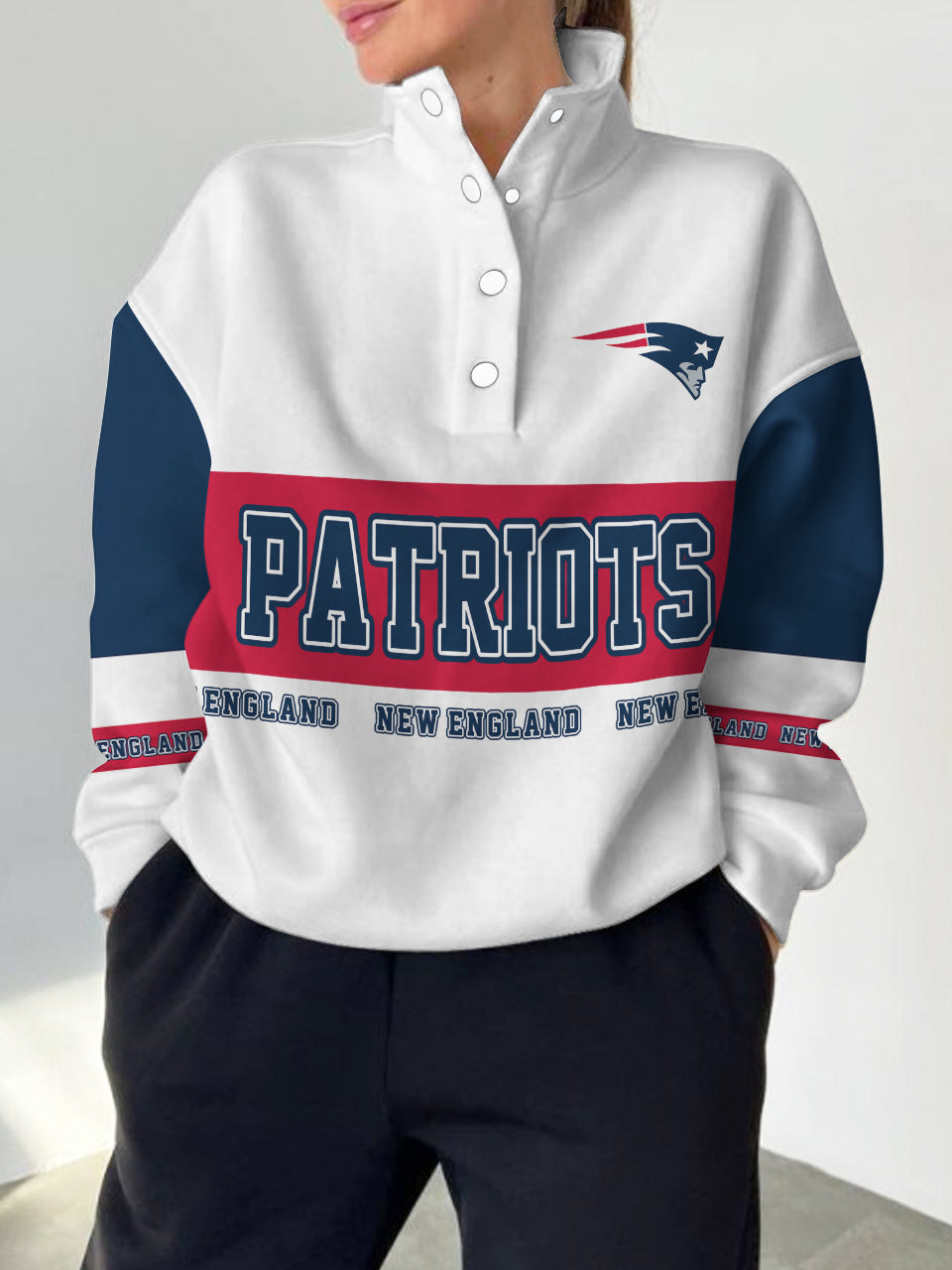 New England Patriots Casual Colorful Stand Collar Sweatshirt AZBTSCSW000593