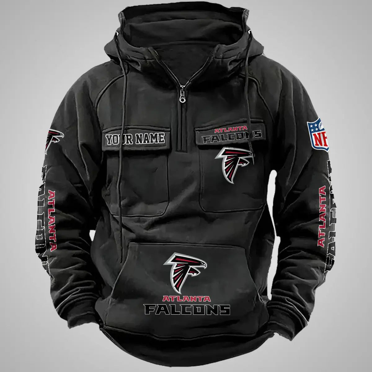 Atlanta Falcons New Personalized Multi-Pockets Zip Hoodie AZBTMZHD000092