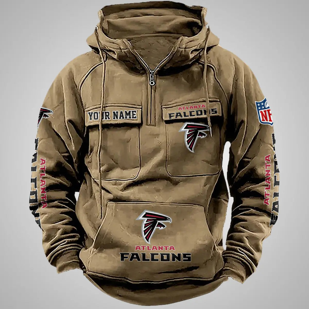 Atlanta Falcons New Personalized Multi-Pockets Zip Hoodie AZBTMZHD000092