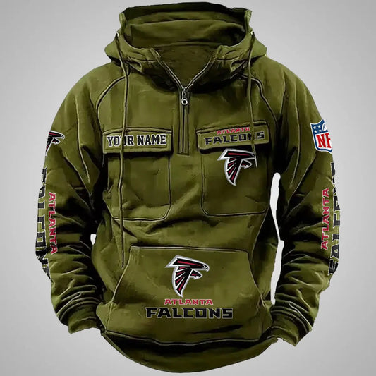Atlanta Falcons New Personalized Multi-Pockets Zip Hoodie AZBTMZHD000092