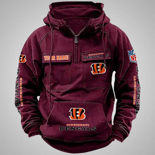 Cincinnati Bengals New Personalized Multi-Pockets Zip Hoodie AZBTMZHD000094