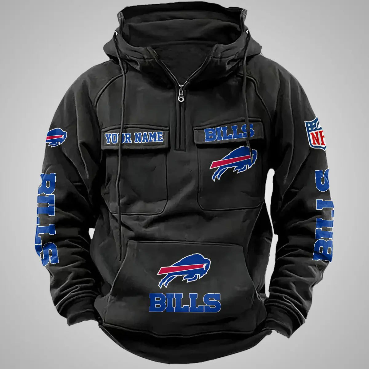 Buffalo Bills New Personalized Multi-Pockets Zip Hoodie AZBTMZHD000095