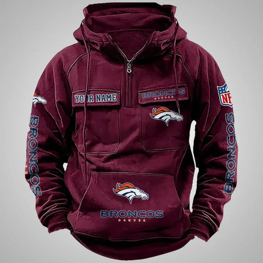 Denver Broncos New Personalized Multi-Pockets Zip Hoodie AZBTMZHD000096