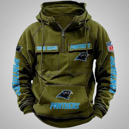 Carolina Panthers New Personalized Multi-Pockets Zip Hoodie AZBTMZHD000097