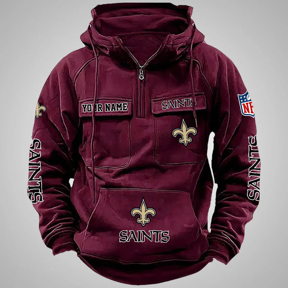 New Orleans Saints New Personalized Multi-Pockets Zip Hoodie AZBTMZHD000089