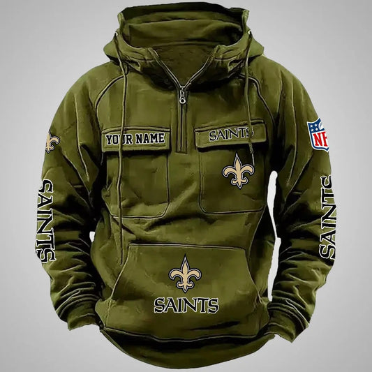 New Orleans Saints New Personalized Multi-Pockets Zip Hoodie AZBTMZHD000089