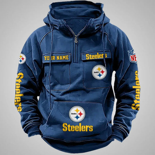 Pittsburgh Steelers New Personalized Multi-Pockets Zip Hoodie AZBTMZHD000090