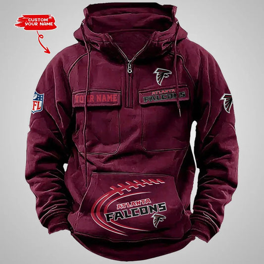 Atlanta Falcons New Personalized Multi-Pockets Zip Hoodie AZBTMZHD000076