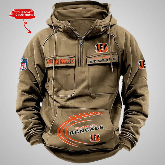 Cincinnati Bengals New Personalized Multi-Pockets Zip Hoodie AZBTMZHD000081