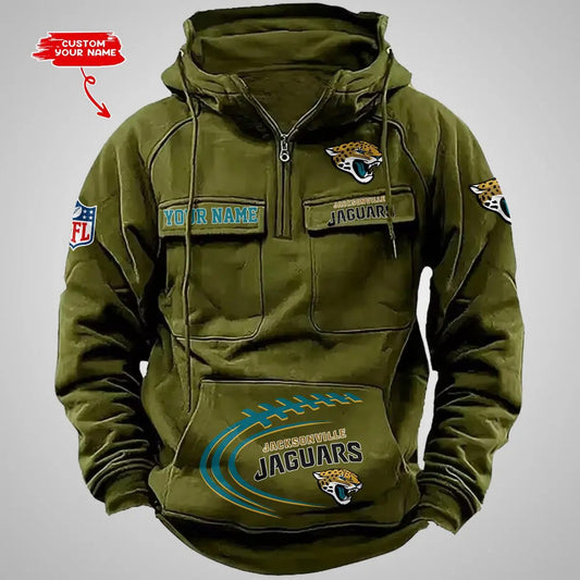 Jacksonville Jaguars New Personalized Multi-Pockets Zip Hoodie AZBTMZHD000065