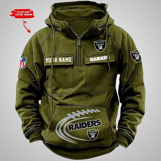 Las Vegas Raiders New Personalized Multi-Pockets Zip Hoodie AZBTMZHD000067