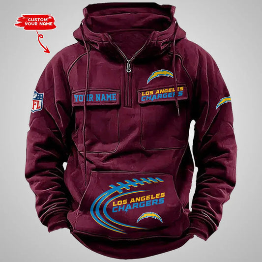 Los Angeles Chargers New Personalized Multi-Pockets Zip Hoodie AZBTMZHD000068