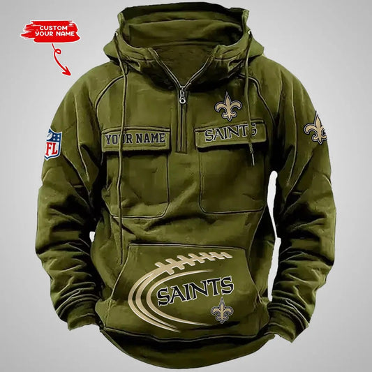 New Orleans Saints New Personalized Multi-Pockets Zip Hoodie AZBTMZHD000073