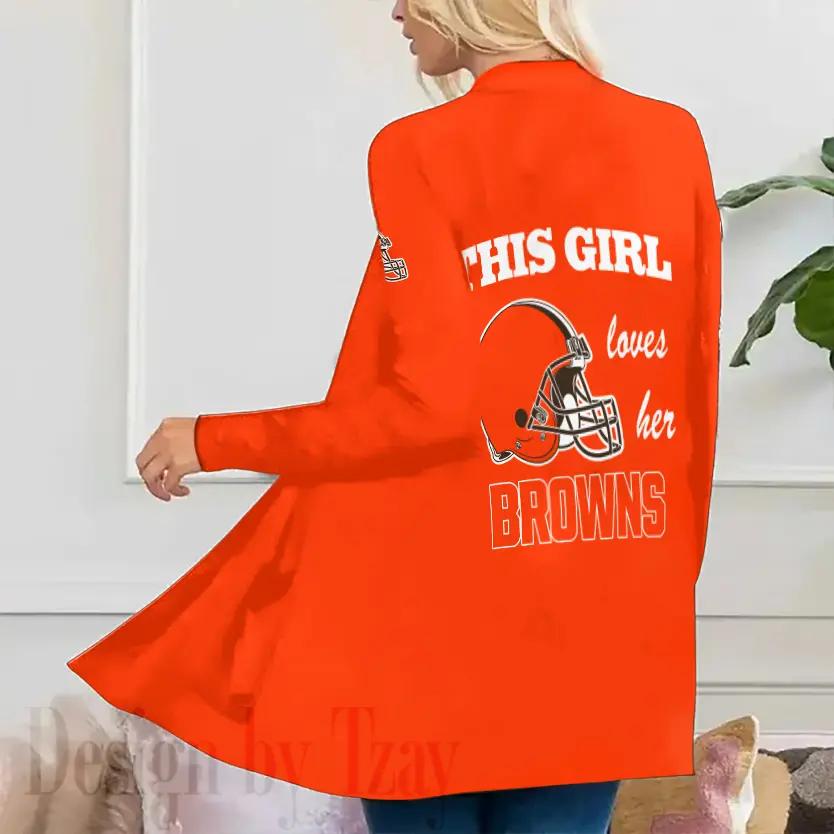 Cleveland Browns Women Patch Pocket Cardigan BT045