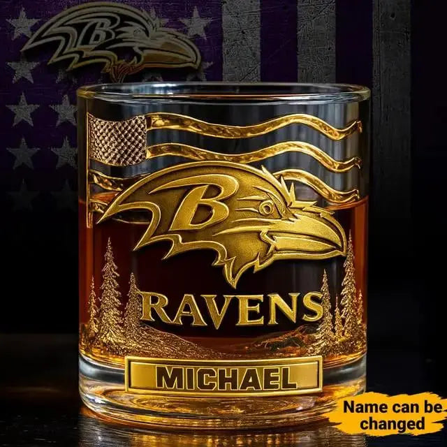 Baltimore Ravens Golden Logo Whiskey Glass SP13