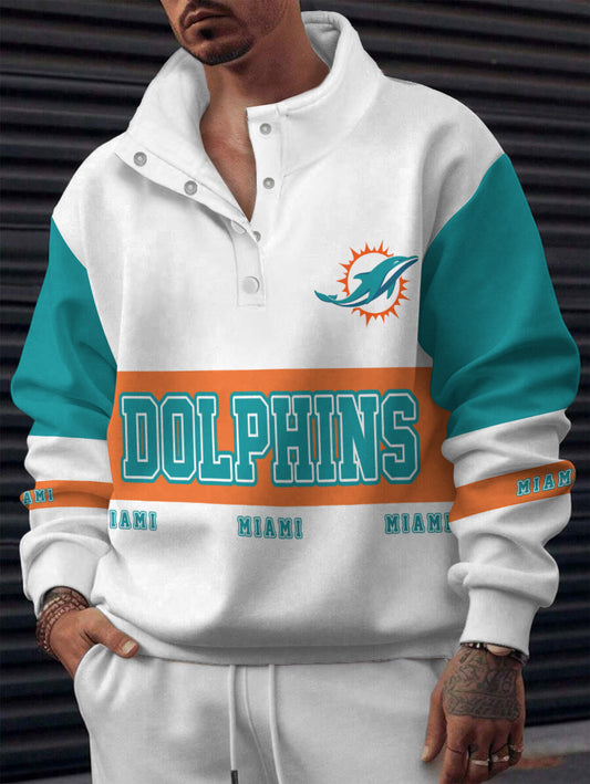 Miami Dolphins Casual Colorful Stand Collar Sweatshirt AZBTSCSW000207