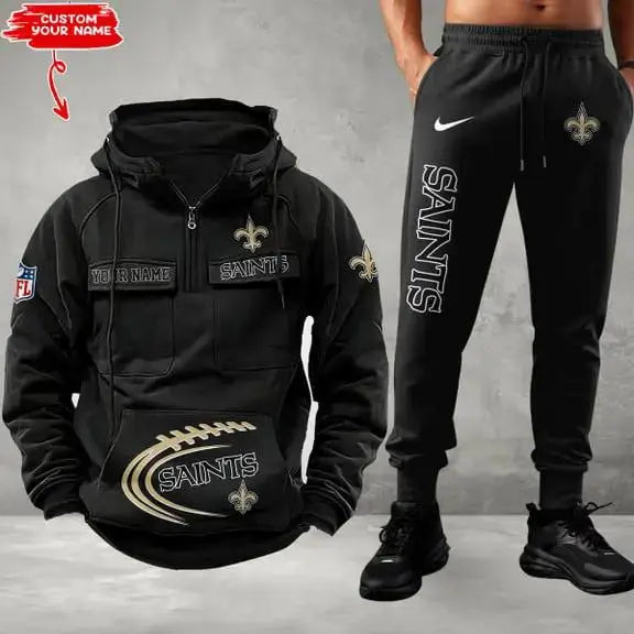 New Orleans Saints Combo Multi-Pockets Hoodie And Pants EM21
