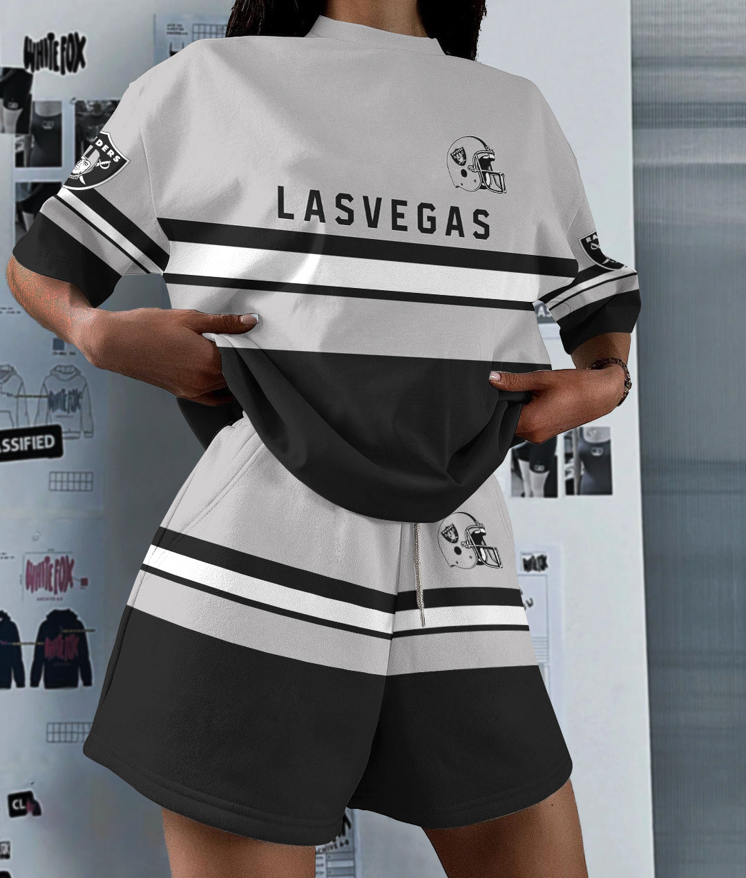 Las Vegas Raiders Limited Edition Top And Shorts Two-Piece Suits (3)