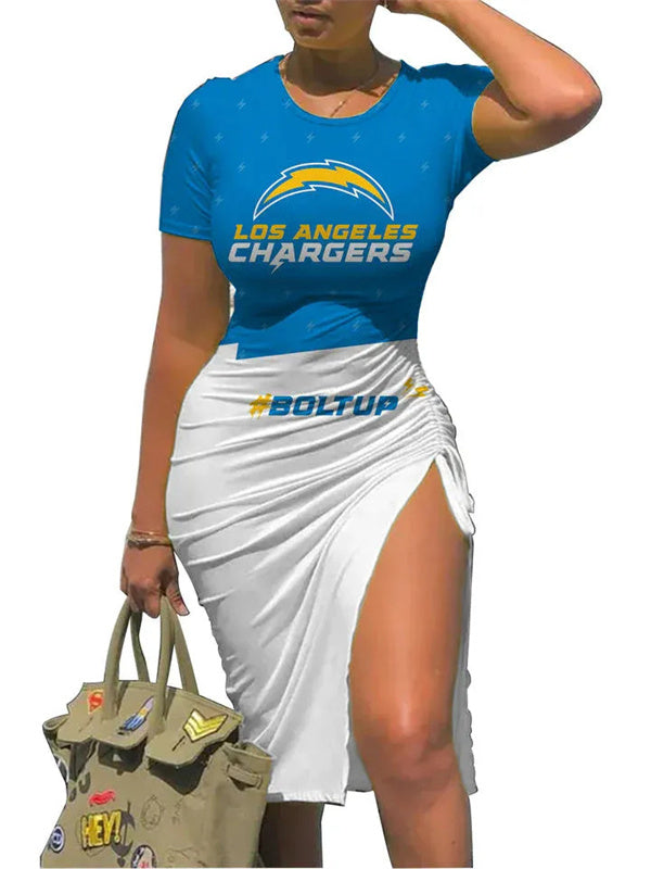 Los Angeles Chargers Slit Bodycon Dress  AZBTSBD000028