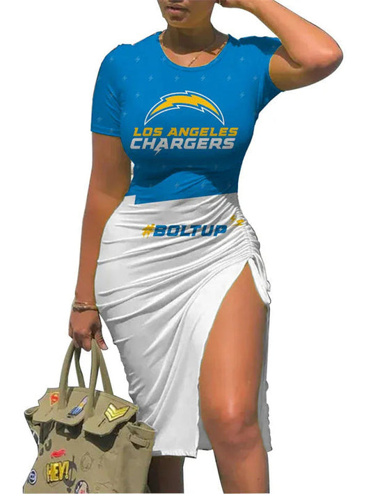 Los Angeles Chargers Slit Bodycon Dress  AZBTSBD000028