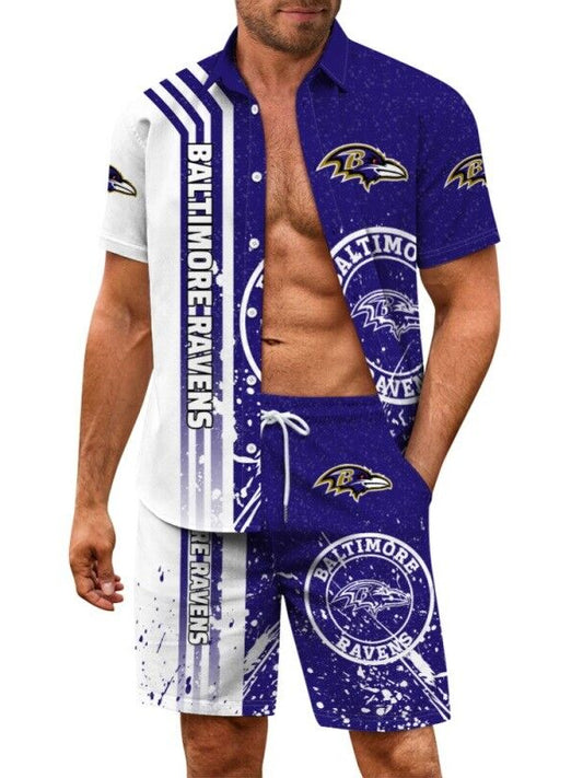 Baltimore Ravens Combo Hawaiian Shirt and Shorts AZBTHWSS000149