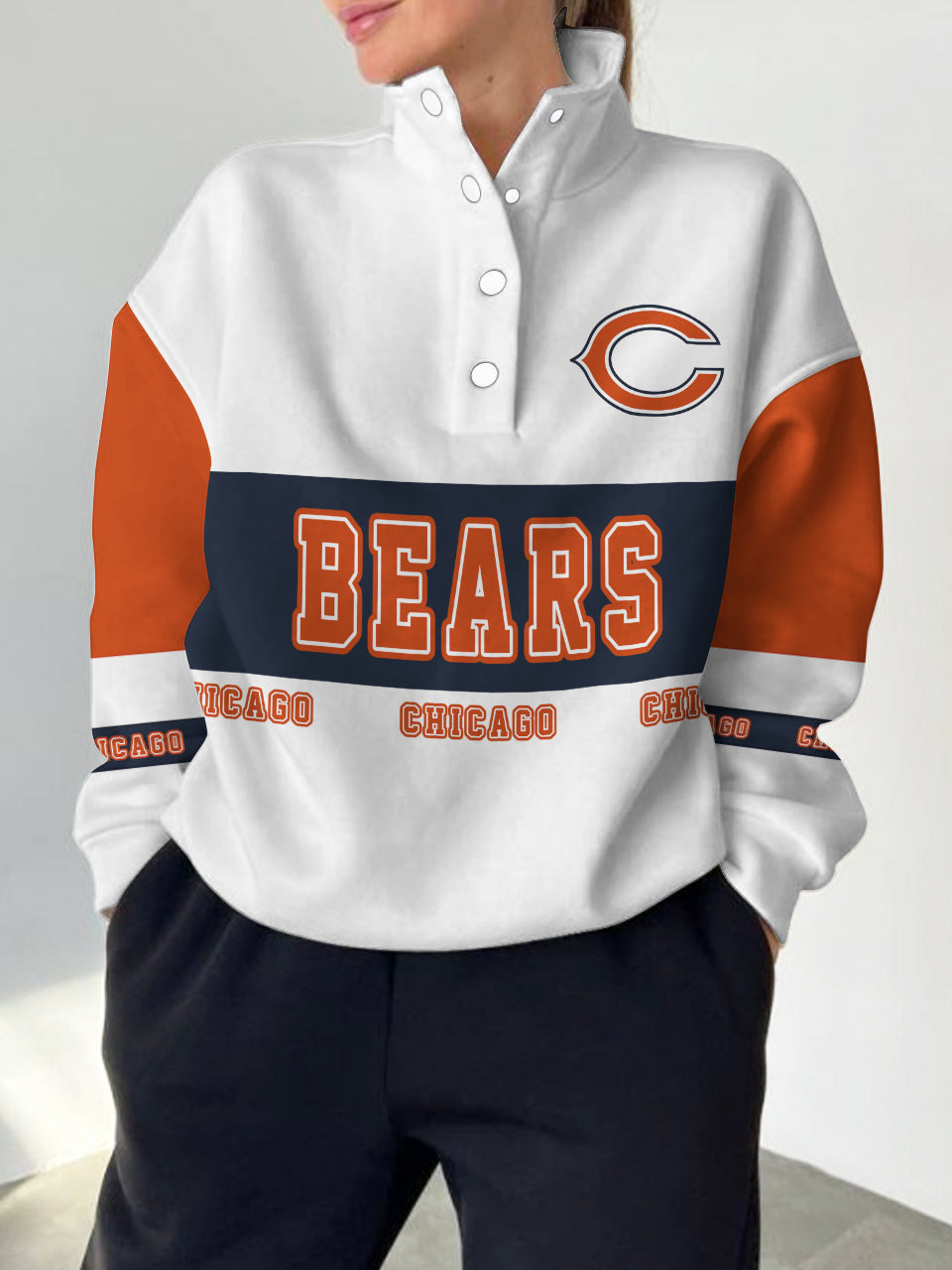 Chicago Bears Casual Colorful Stand Collar Sweatshirt AZBTSCSW000238