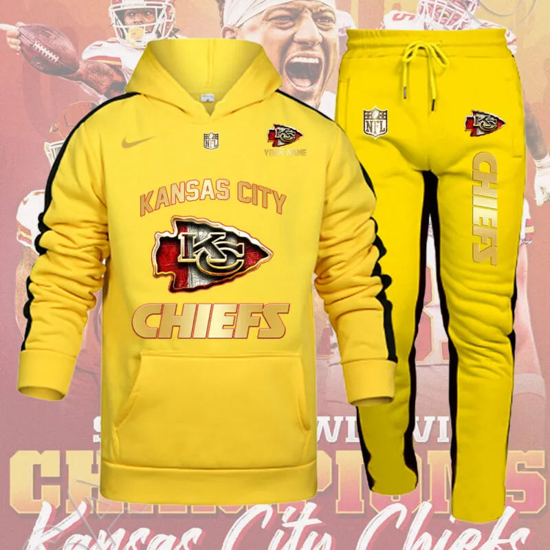 Kansas City Chiefs Personalized Golden Logo Hoodie Set AZBTHS000016