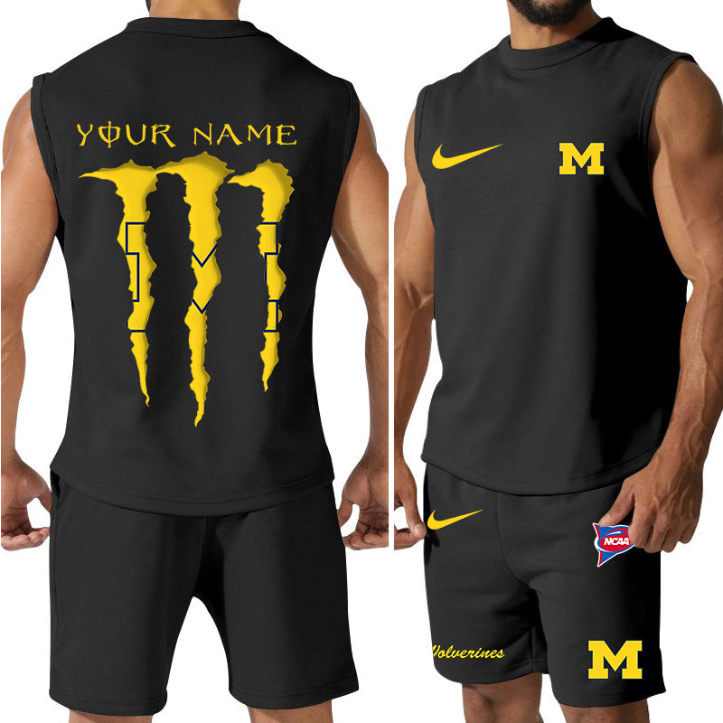 Michigan Wolverines Colorful Combo Men Jersey Tank Top and Shorts AZBTCMJTTS000065