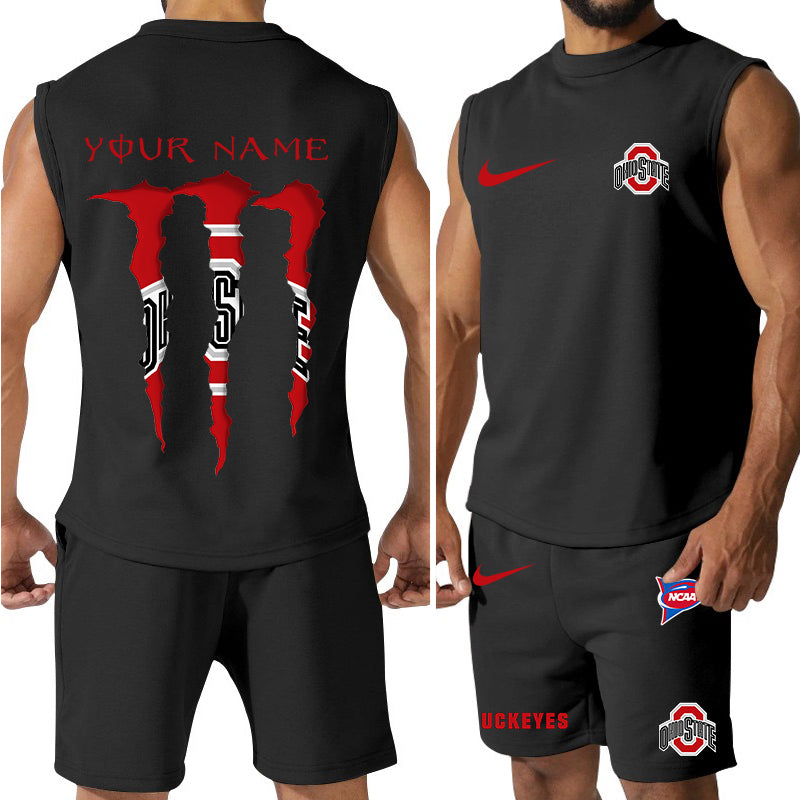 Ohio State Buckeyes Colorful Combo Men Jersey Tank Top and Shorts AZBTCMJTTS000041