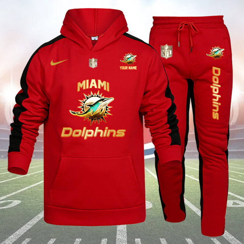 Miami Dolphins Personalized Golden Logo Hoodie Set AZBTHS000020
