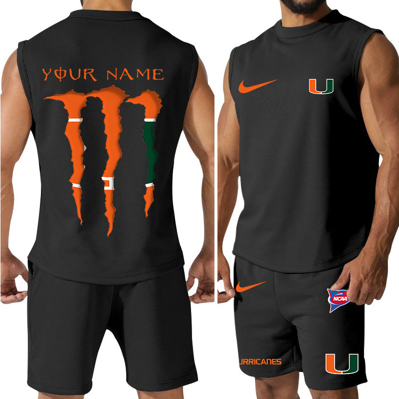 Miami Hurricanes Colorful Combo Men Jersey Tank Top and Shorts AZBTCMJTTS000035