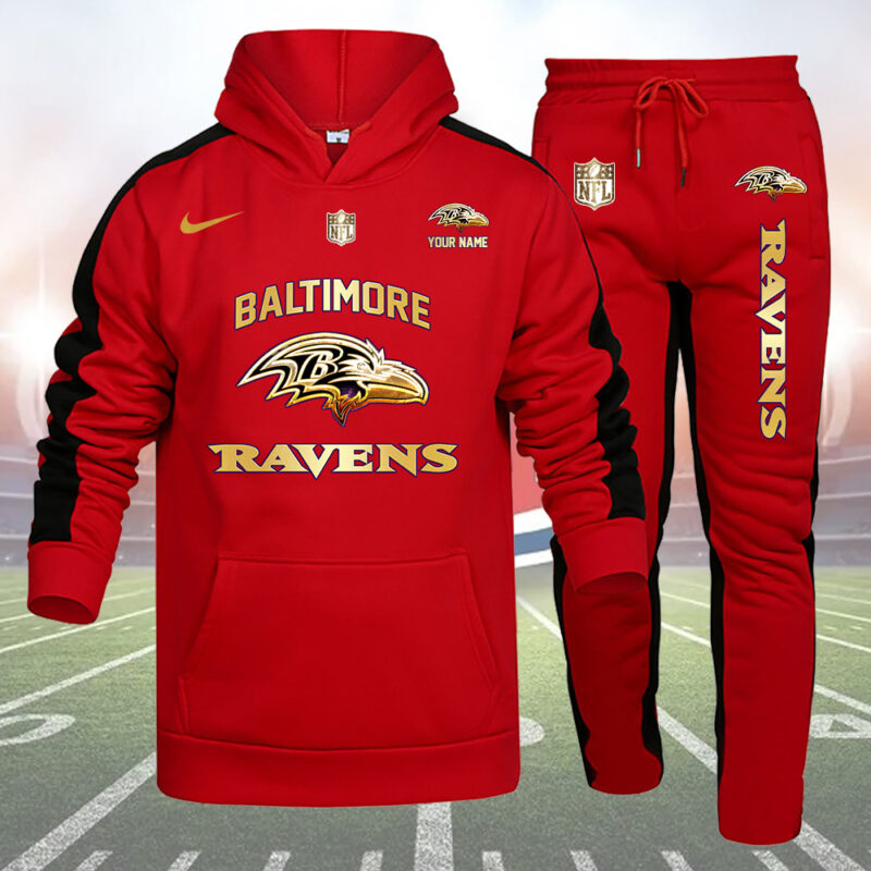 Baltimore Ravens Personalized Golden Logo Hoodie Set AZBTHS000003