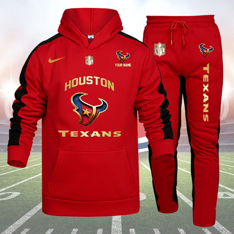 Houston Texans Personalized Golden Logo Hoodie Set AZBTHS000013