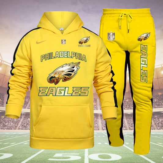 Philadelphia Eagles Personalized Golden Logo Hoodie Set AZBTHS000026